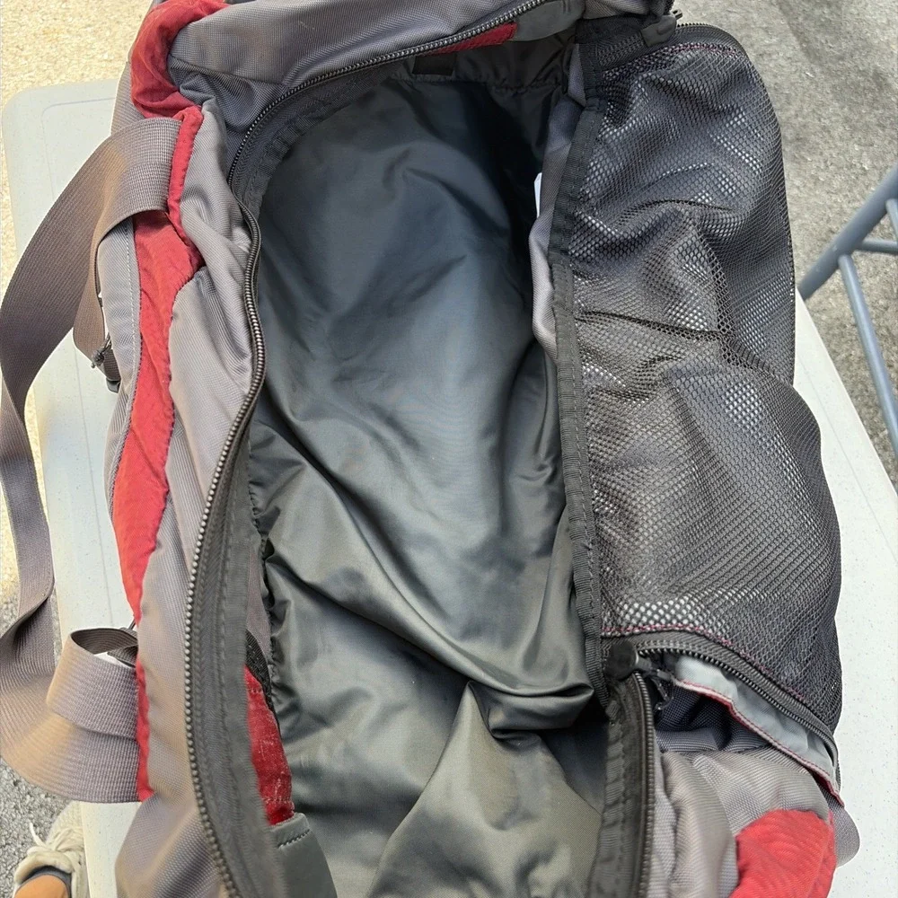 Eddie Bauer Expedition 26 Rolling Duffel Bag Suitcase Red Gray